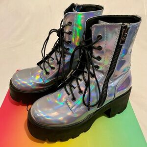 Dollskill Current Mood Opalescent Odyssey Boots Size 8